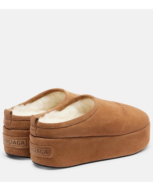 Balenciaga Brown Alaska Suede Platform Mules
