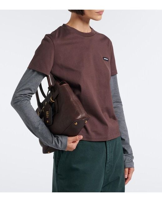 Miu Miu Brown Layered Cotton Jersey T-Shirt