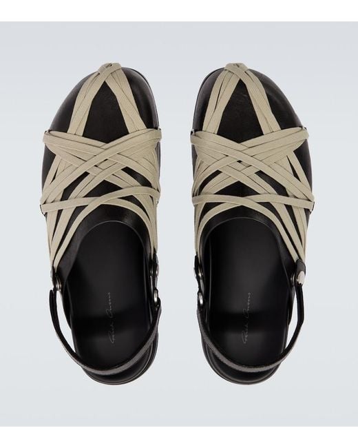 Rick Owens Black Megalace Leather Mules for men