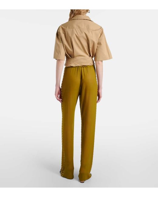 Pantaloni Regular Con Borchie di Dries Van Noten in Natural