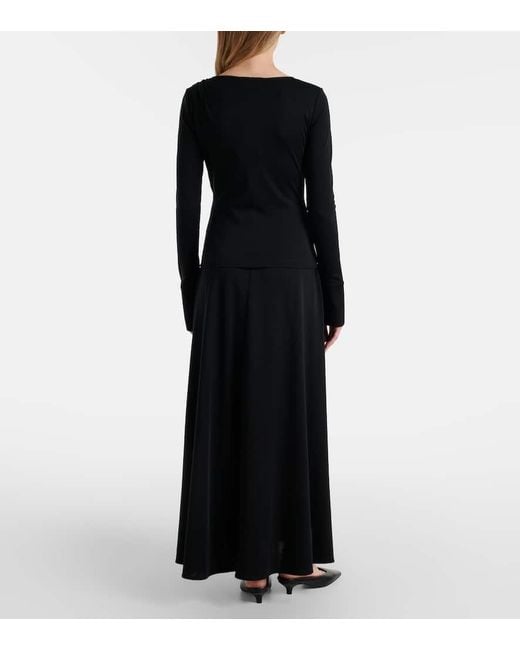 Max Mara Black Stilla Virgin Wool Maxi Skirt