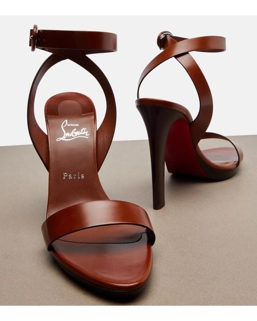 Christian Louboutin Brown Fanny Leather Slingback Sandals
