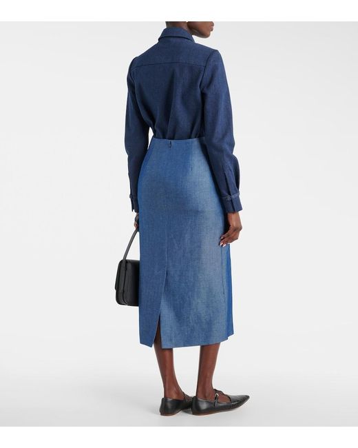 Gabriela Hearst Blue Manuela Wool And Linen Maxi Skirt
