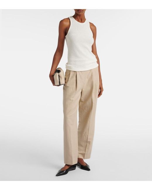 Totême  White Boucle-Knit Tank Top