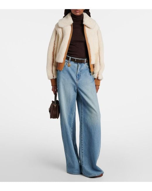 Zimmermann White Story Shearling Bomber Jacket