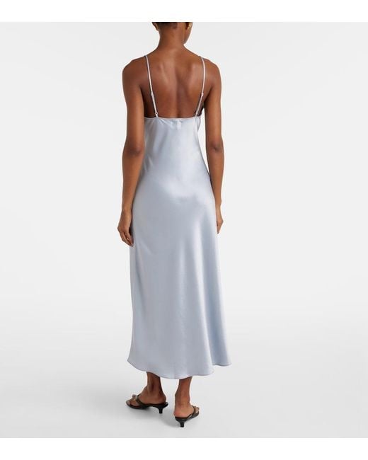 Leset Blue Barb Satin Slip Dress
