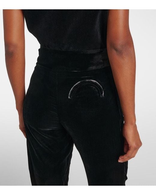 Blazé Milano Black Afterglow High-Rise Velvet Slim Pants