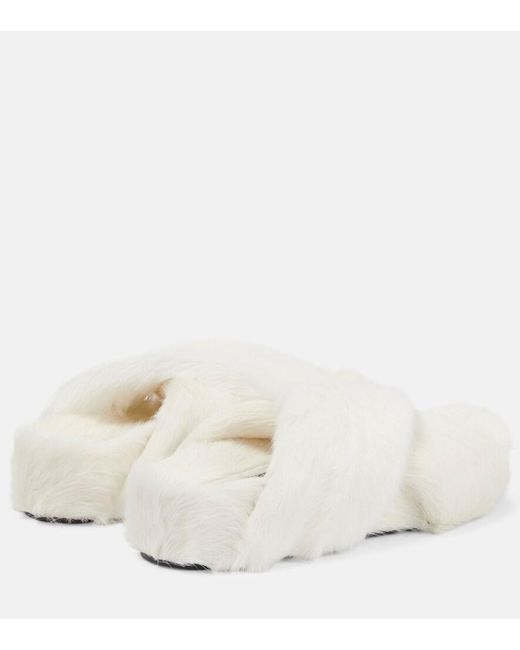 Jil Sander Natural Shearling Sandals