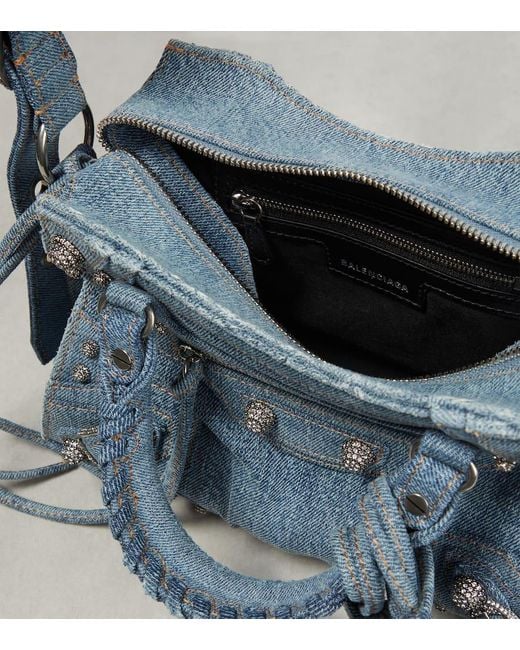Balenciaga Blue Neo Cagole Xs Denim Shoulder Bag