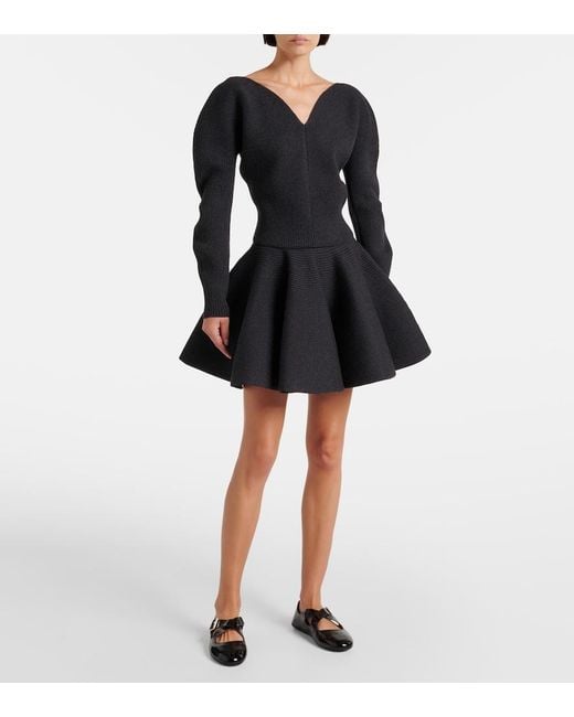 Alaïa Black Wool-Blend Miniskirt