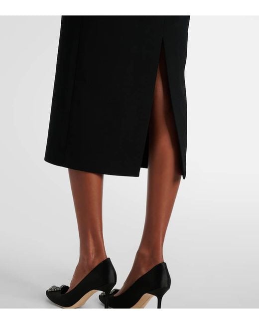 Rebecca Vallance Black Eliana Puff-Sleeve Midi Dress