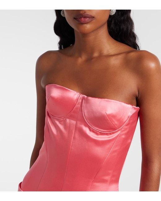 Alex Perry Pink Draped Silk Corset Dress