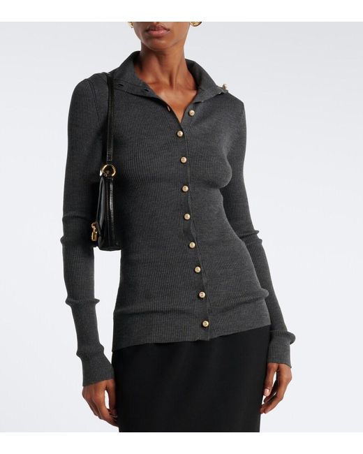 Dolce & Gabbana Black Embellished Ribbed-Knit Wool Cardigan