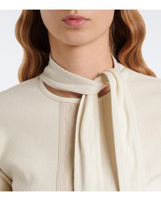 Lemaire White Ribbed-Knit Cotton And Linen Top