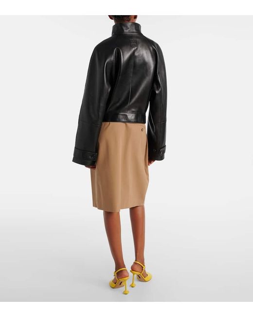 Loewe Black Cropped Leather Jacket