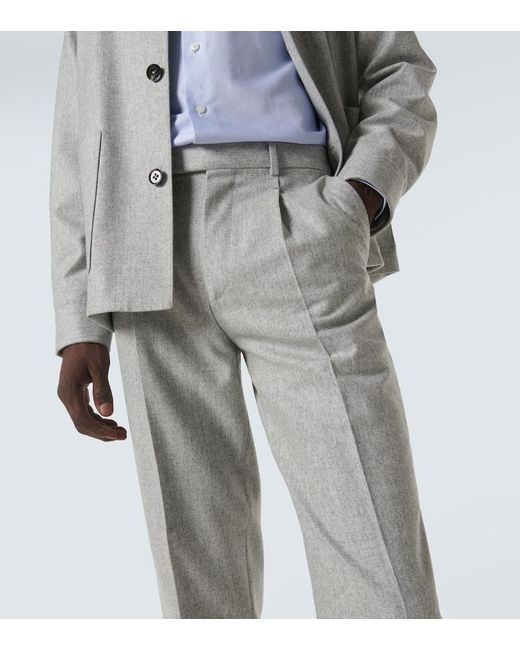 Zegna Gray Wool Straight Pants for men