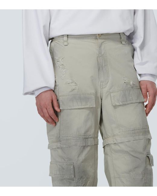 Pantaloni cargo convertibili in cotone ripstop di Balenciaga in Natural da Uomo