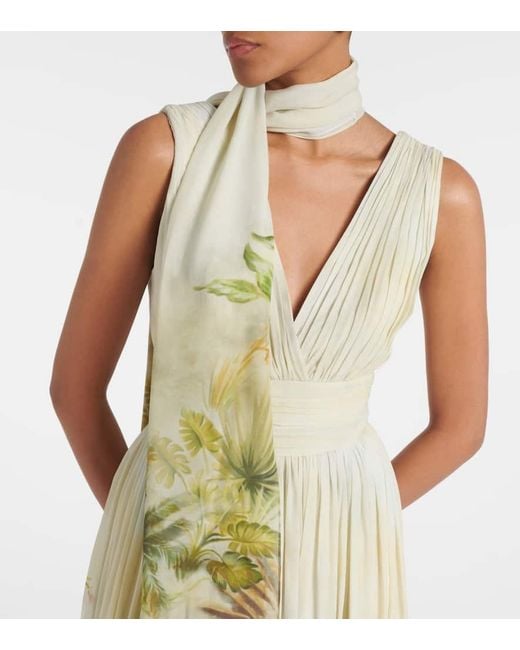 Elie Saab Green Bedruckte Robe Aus Georgette