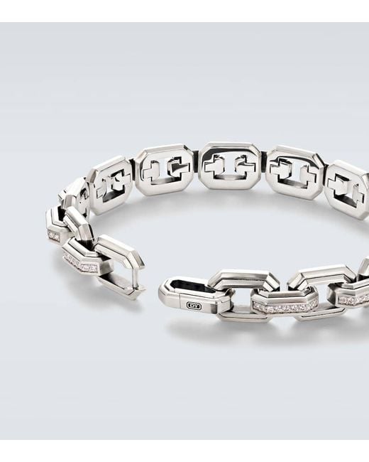 David Yurman Metallic 925 Sterling Chain Bracelet With Diamonds for men