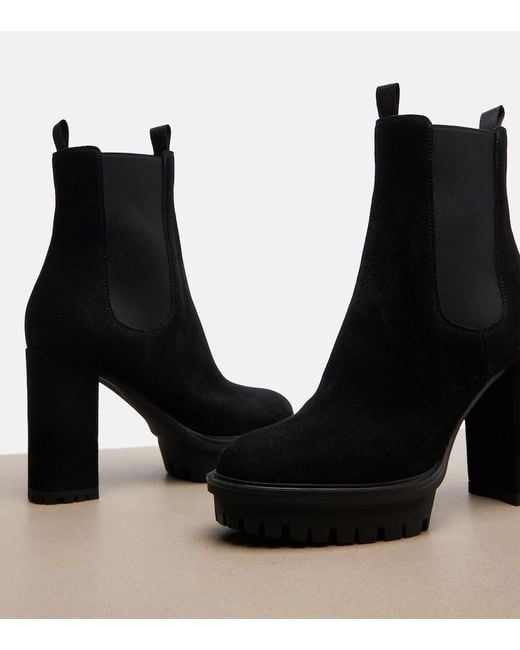 Gianvito Rossi Black Barry Suede Platform Ankle Boots