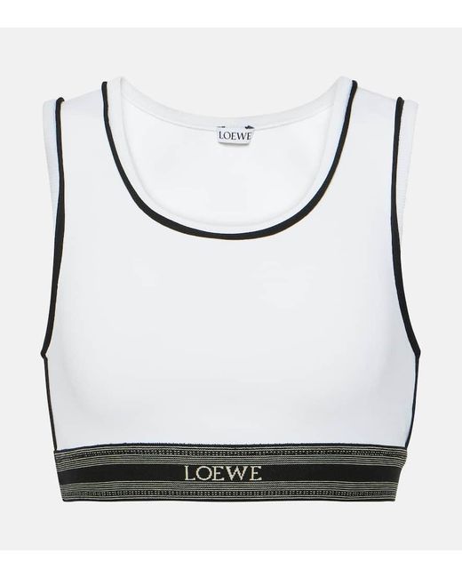 Crop top con logo Loewe de color White