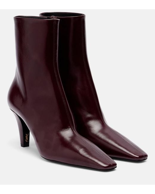 Saint Laurent Purple Jill Leather Ankle Boots