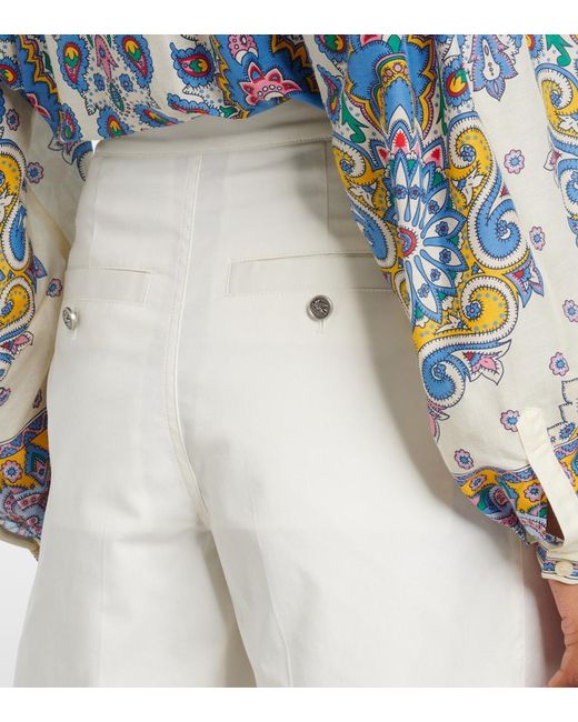 Etro White Cotton-Blend Shorts