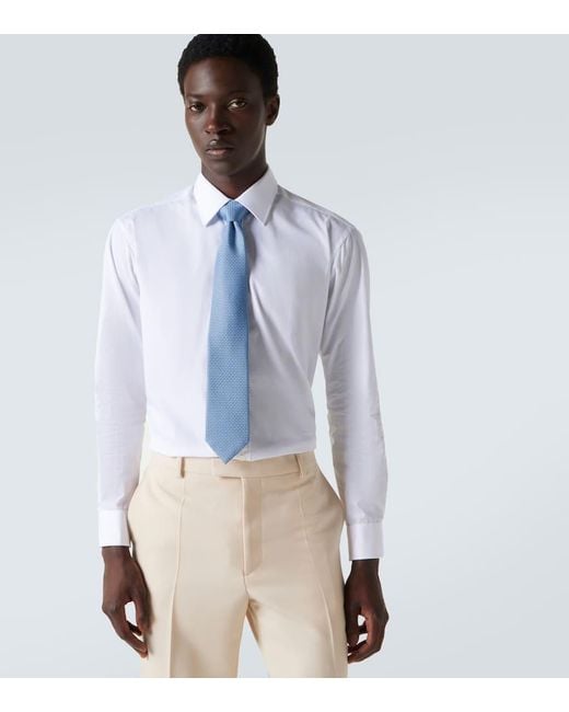 Brioni Blue Printed Silk Tie for men