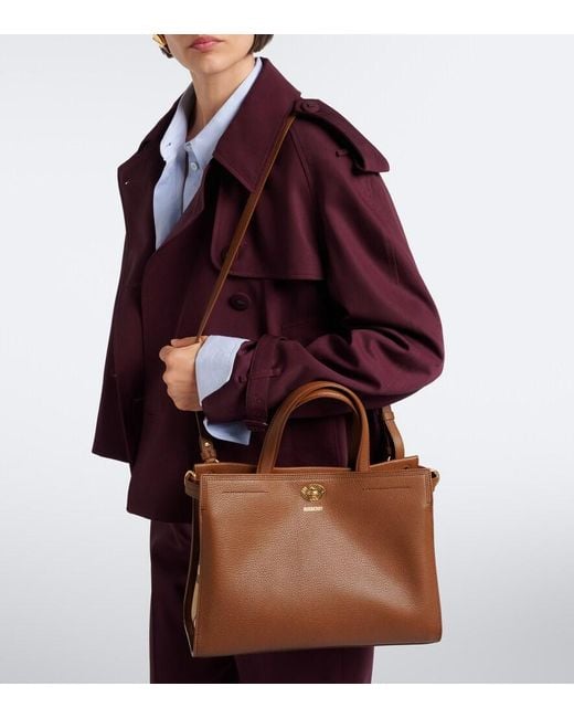Burberry Brown Cotswolds Check Small Leather Tote Bag