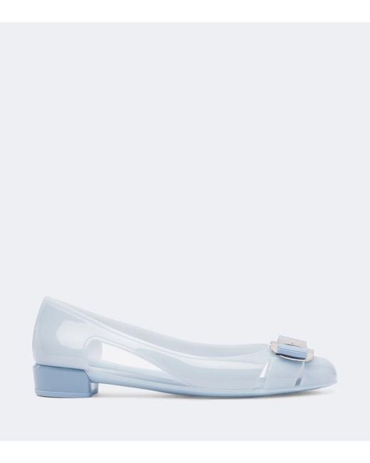 Ferragamo Blue Nara Ballet Flats