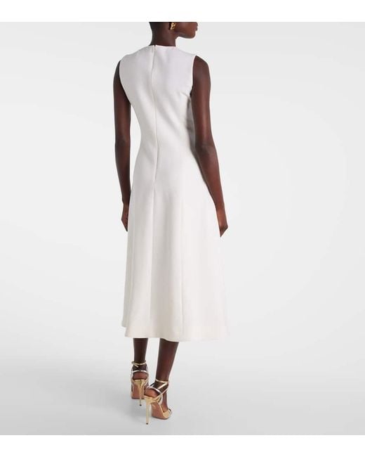 Oscar de la Renta White Verziertes Cocktailkleid Aus Einem Wollgemisch