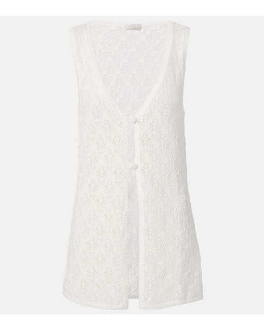 Faithfull The Brand White Fio Pointelle Cotton Vest