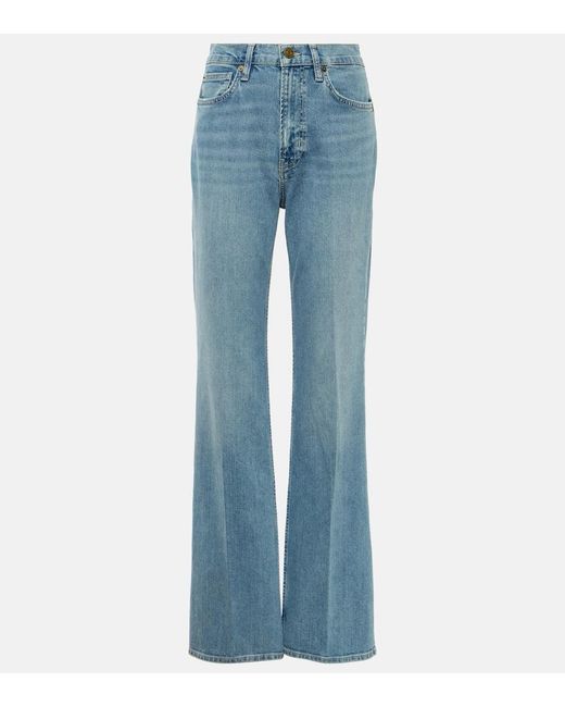 FRAME Blue The Slim Stacked High-Rise Straight Jeans