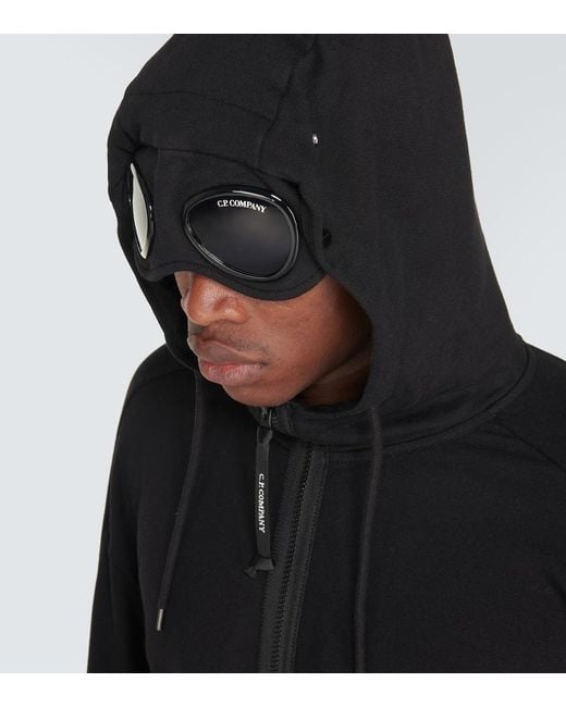 Felpa Goggle in pile di cotone con zip di C P Company in Black da Uomo