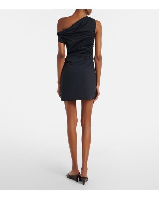 Staud Black Phare Ruched Cotton Poplin Minidress