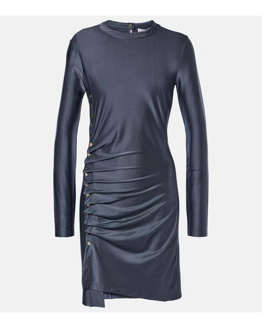 Rabanne Blue Gathered Jersey Minidress