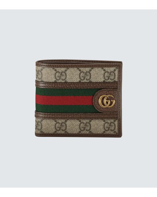 Gucci - Men - Ophidia Webbing-Trimmed Monogrammed Coated-canvas and Leather Billfold Wallet Brown