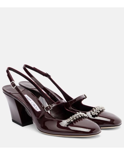 Jimmy Choo Brown Belinda 70 Patent Leather Slingback Pumps