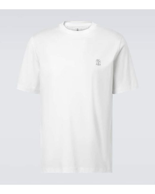 Brunello Cucinelli T-Shirt Aus Baumwoll-Jersey in White für Herren