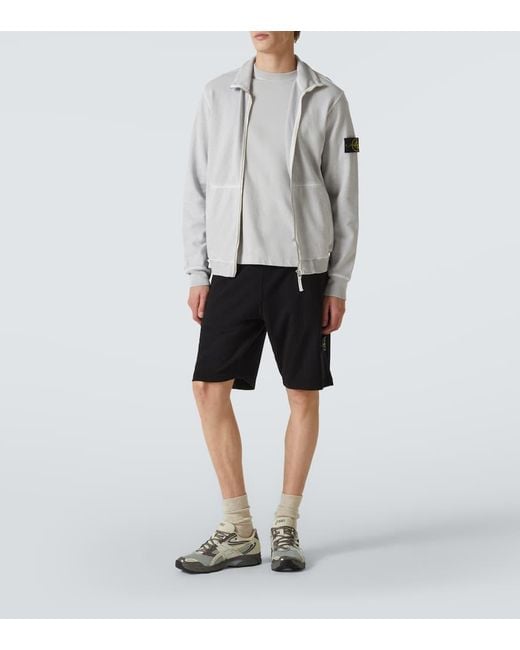 Shorts En Jersey De Algodon Stone Island de hombre de color Black