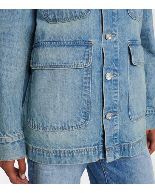SLVRLAKE Denim Blue Hayden Corduroy-Trimmed Denim Jacket