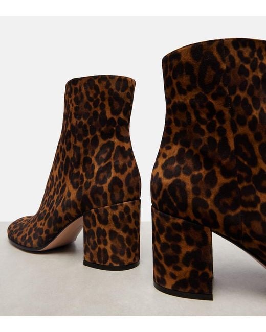 Gianvito Rossi Brown Joelle 70 Leopard-Print Suede Ankle Boots