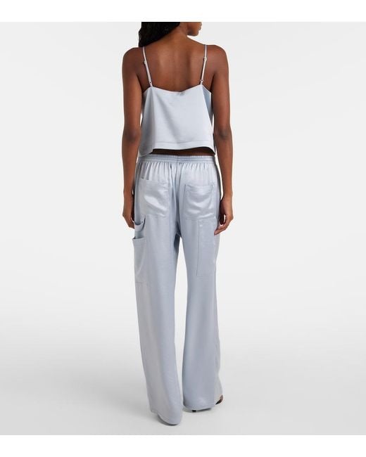 Leset Blue Barb Button Satin Camisole
