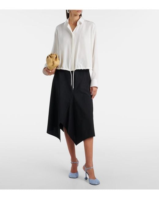 Loewe Black High-Rise Wool Midi Skirt