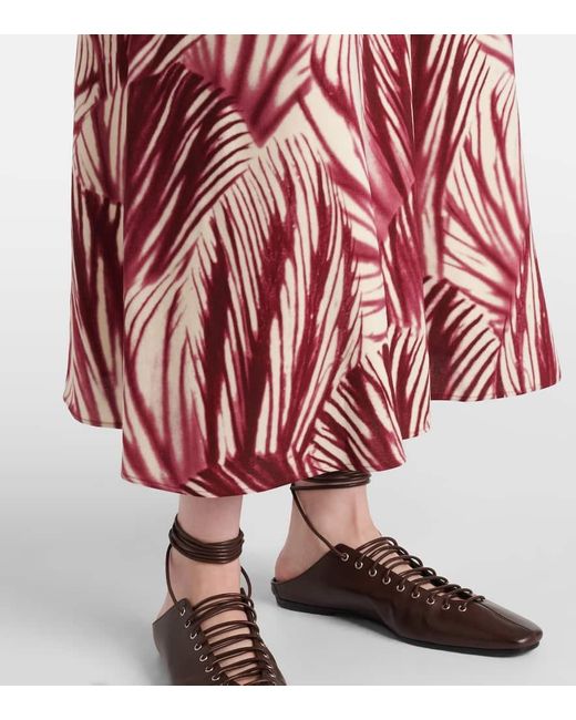 Dries Van Noten Red Bedrucktes Maxikleid