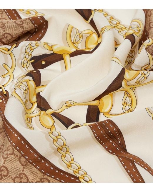 Gucci Metallic Gg Printed Reversible Silk Twill Scarf
