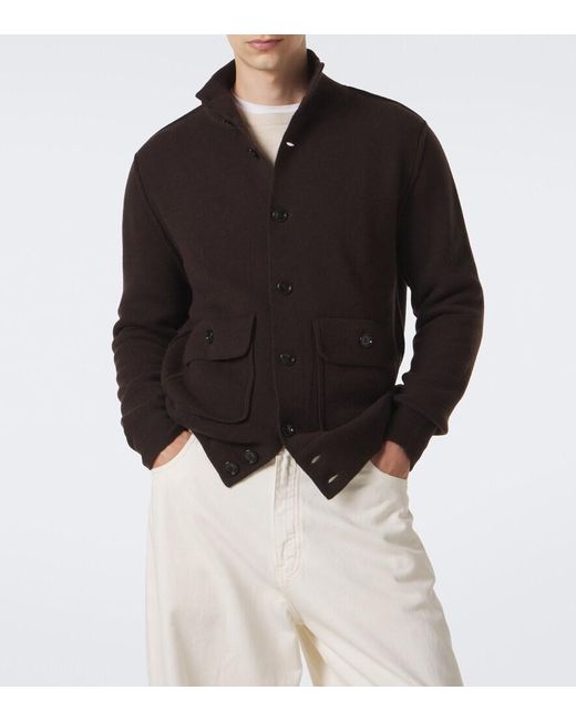 Allude Black Knitted Wool And Cashmere Cardigan for men