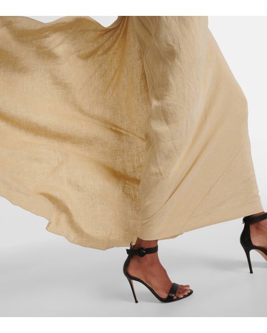 TOVE Natural Riya Draped Linen Maxi Dress