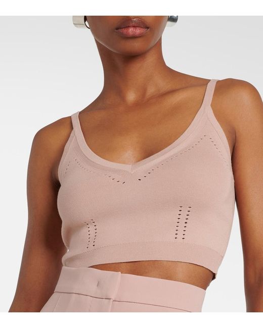 Max Mara Pink Cropped Knitted Tank Top