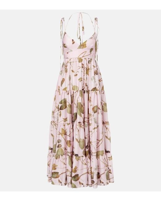 Erdem Pink Printed Cotton Midi Dress